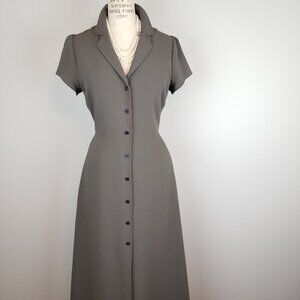 Wilfred Aritzia Classic Olive Green Button Front Short Sleeve Midi Dress Size M